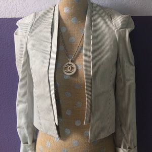 ZARA xs striped open jacket with shoulder detail